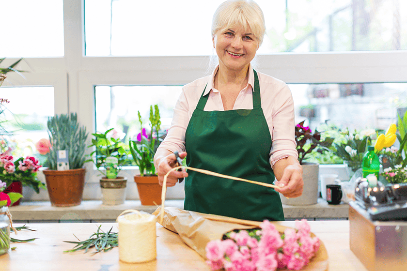 woman working in florist shop